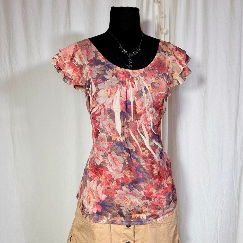 Covington Floral Ruffle Sleeve Blouse XL